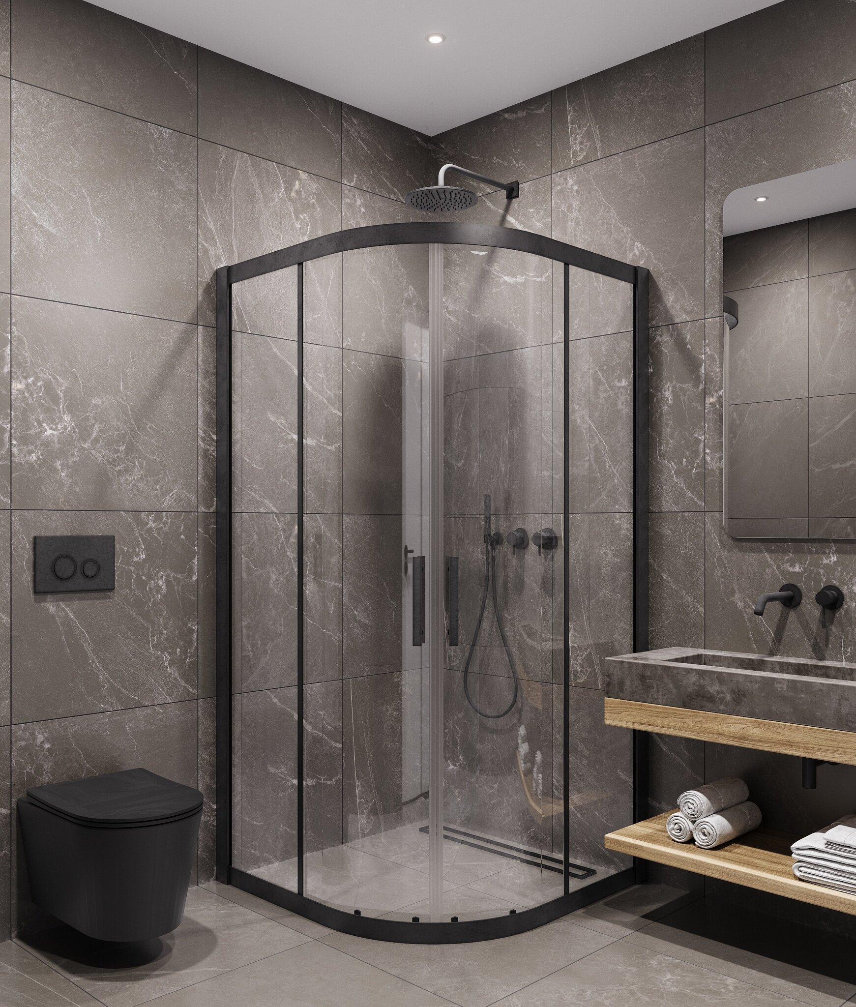 Душевой уголок Timo 90х90 TPSS-9003C-8 стекло прозрачное профиль черный 56144₽