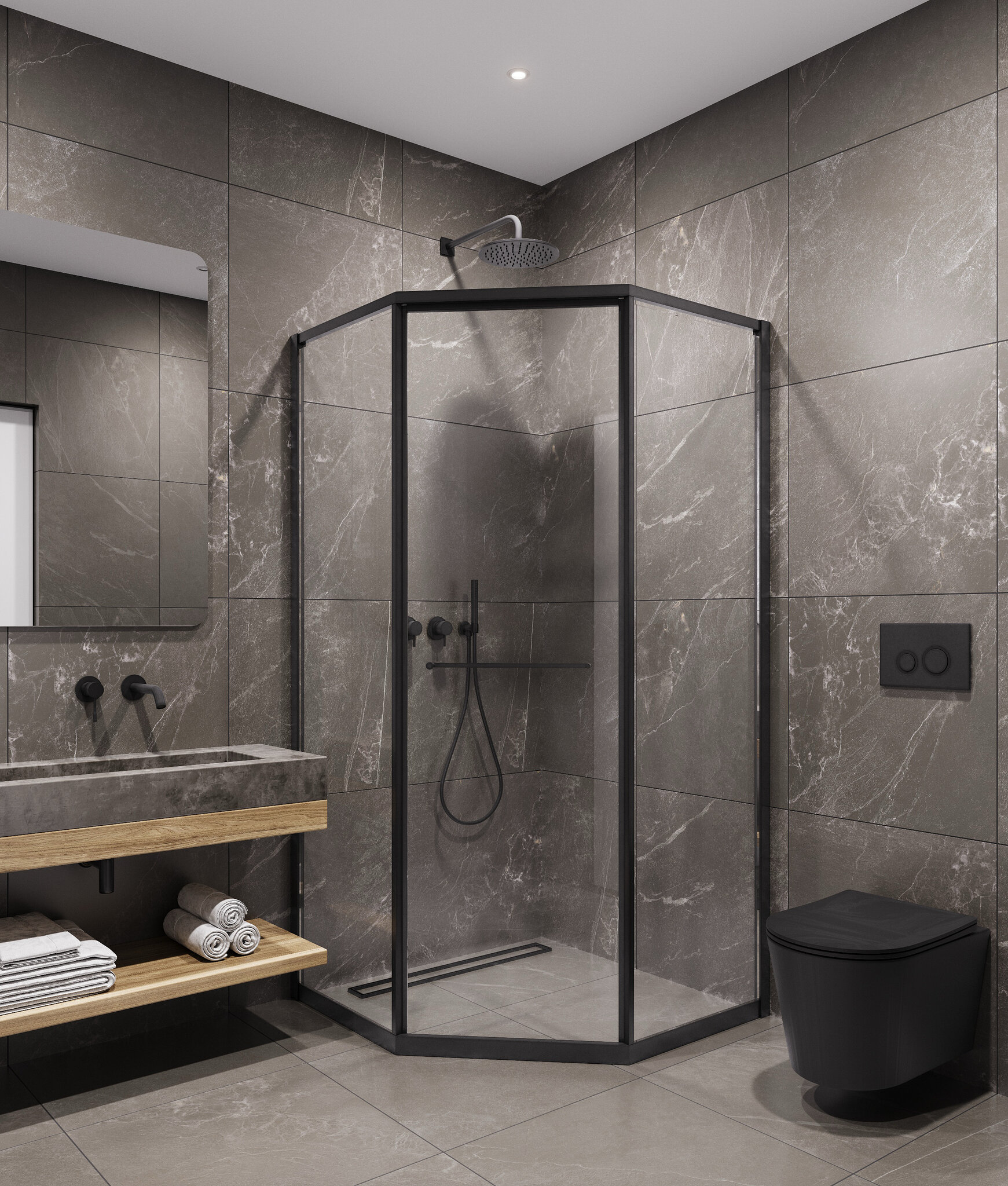 Душевой уголок Timo TTSS-10003C-8R стекло прозрачное профиль черный 68816₽