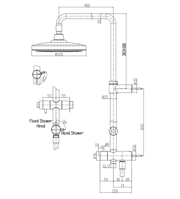 Стойка Toto Showers TBW01002R, цвет хром - фото 2