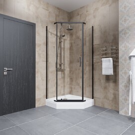 Душевой уголок Triton Дека-Блэк 90х90 Щ0000059782 стекло прозрачное, профиль черный, с поддоном