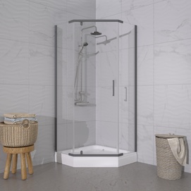 Душевой уголок Triton Дека-Графит 100х100 Щ0000073926 стекло прозрачное, профиль графит, с поддоном