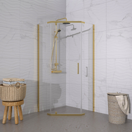 Душевой уголок Triton Дека-Голд 100х100 Щ0000073928 стекло прозрачное, профиль золото