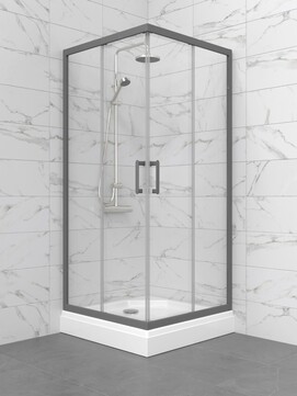 Фото Душевой уголок Triton Pro Фикс-Графит 90x90 низкий поддон, стекло прозрачное, профиль графит Щ0000077408