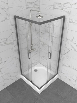 Фото Душевой уголок Triton Pro Фикс-Графит 90x90 низкий поддон, стекло прозрачное, профиль графит Щ0000077408