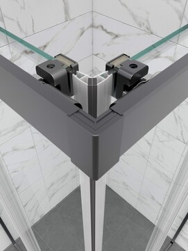 Фото Душевой уголок Triton Pro Фикс-Графит 90x90 низкий поддон, стекло прозрачное, профиль графит Щ0000077408