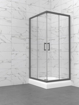 Фото Душевой уголок Triton Pro Фикс-Графит 90x90 низкий поддон, стекло прозрачное, профиль графит Щ0000077408