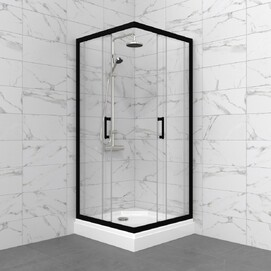 Фото Душевой уголок Triton Pro Фикс-Блэк 90x90 низкий поддон, стекло прозрачное, профиль черный Щ0000077398