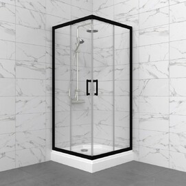 Фото Душевой уголок Triton Pro Фикс-Блэк 90x90 низкий поддон, стекло прозрачное, профиль черный Щ0000077398