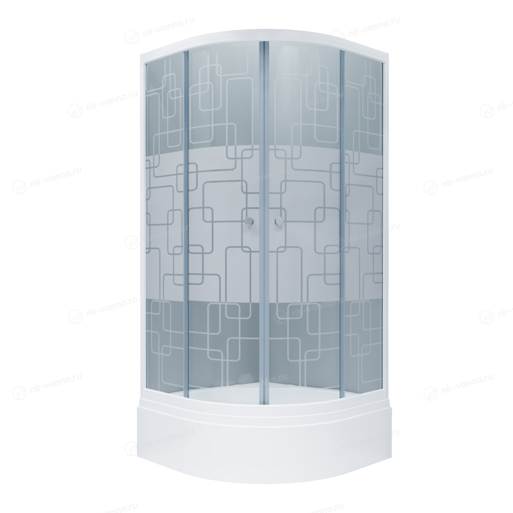Душевой уголок 100х100 Тритон Квадраты Щ0000025930 с рисунком стёкла, профиль белый, размер 100х100 - фото 6