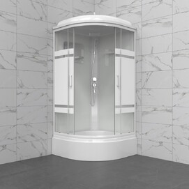 Душевая кабина Triton Лайн 90x90 B Щ0000074029 стекло с полосами, прозрачное, профиль белый матовый