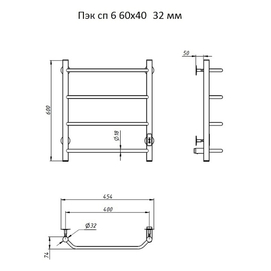 Фото Полотенцесушитель электрический Тругор ПЭК сп 6 60x40 Пэк сп 6/6040 32 хром