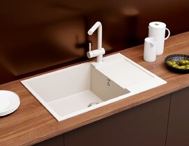 Фото Кухонная мойка Ulgran Classic 76x50 см U-602-341 искусственный мрамор, ультра-белая