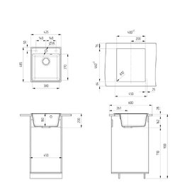 Фото Кухонная мойка Ulgran Quartz 42,5x48,5 см Forte 425-10 кварцевый композит, песок