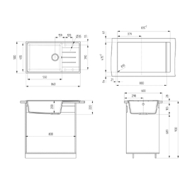 Фото Кухонная мойка Ulgran Quartz 86x50 см Prima 860-10 кварцевый композит, песок