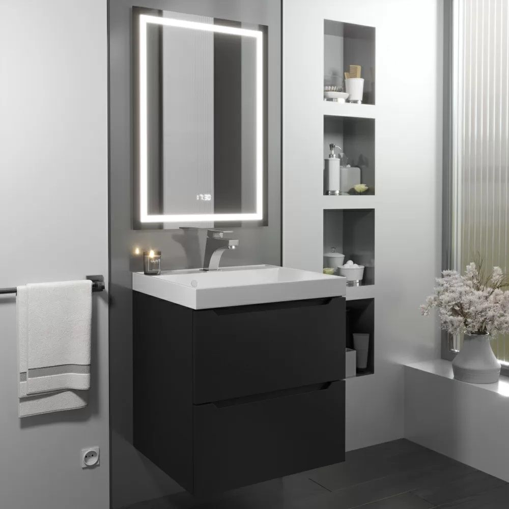 Мебель для ванной комнаты Uperwood Tanos 50 см черная подвесной