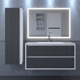 Мебель для ванной комнаты Uperwood UPD Next Premium 100 см подвесная, белая, графит