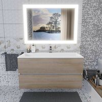 Мебель для ванной комнаты Uperwood Upd Barsa 100 см подвесная, белая с коричневым