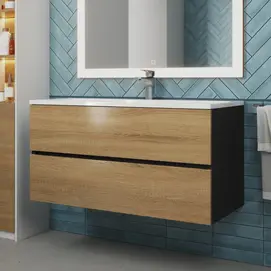 Мебель для ванной комнаты Uperwood Barsa 100 см подвесная, черная/дуб сонома