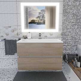 Мебель для ванной комнаты Uperwood Upd Barsa 80 см подвесная, белая с коричневым