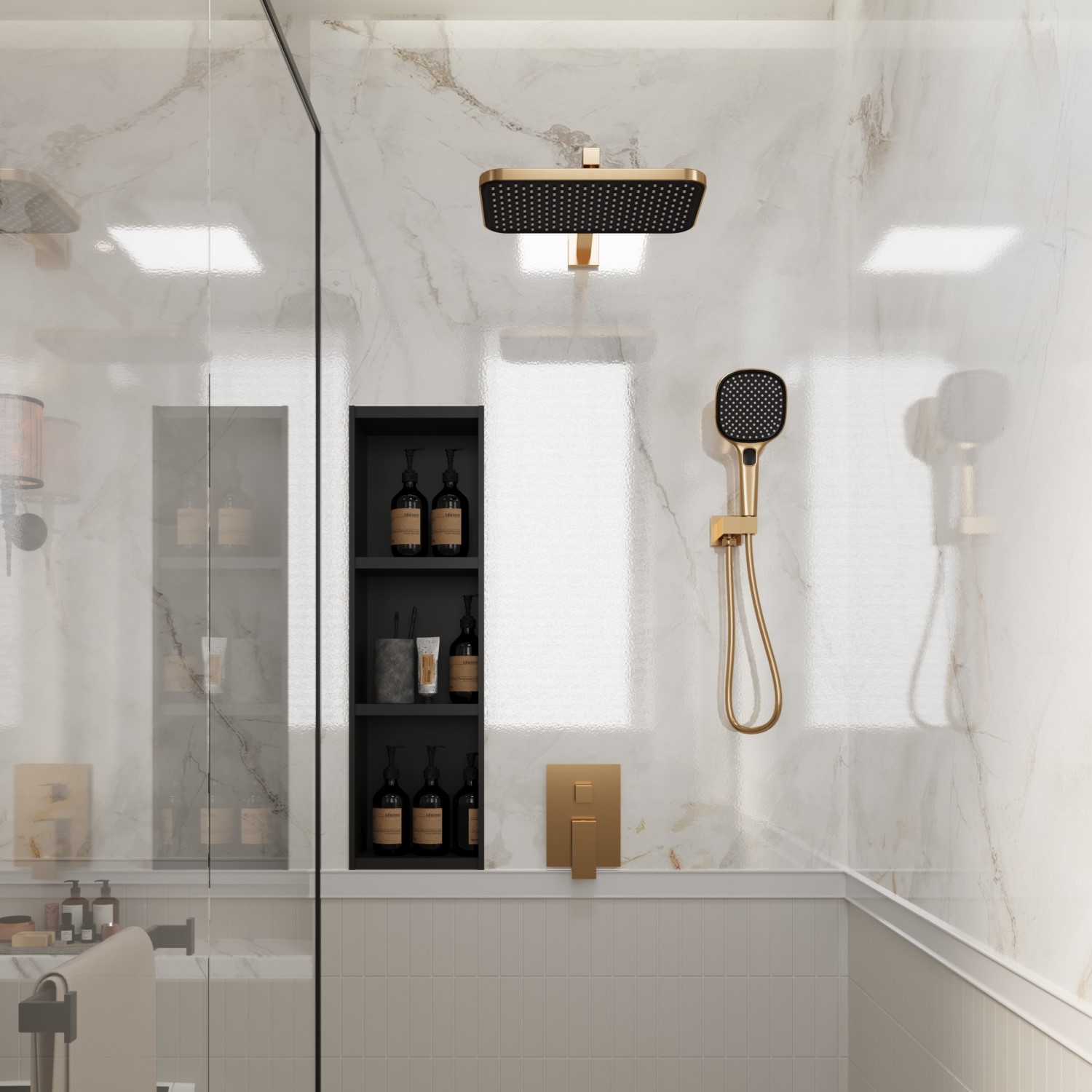 Встраиваемая душевая система Veconi Avella AV-410-G-C4 без излива золото брашированное 27471₽