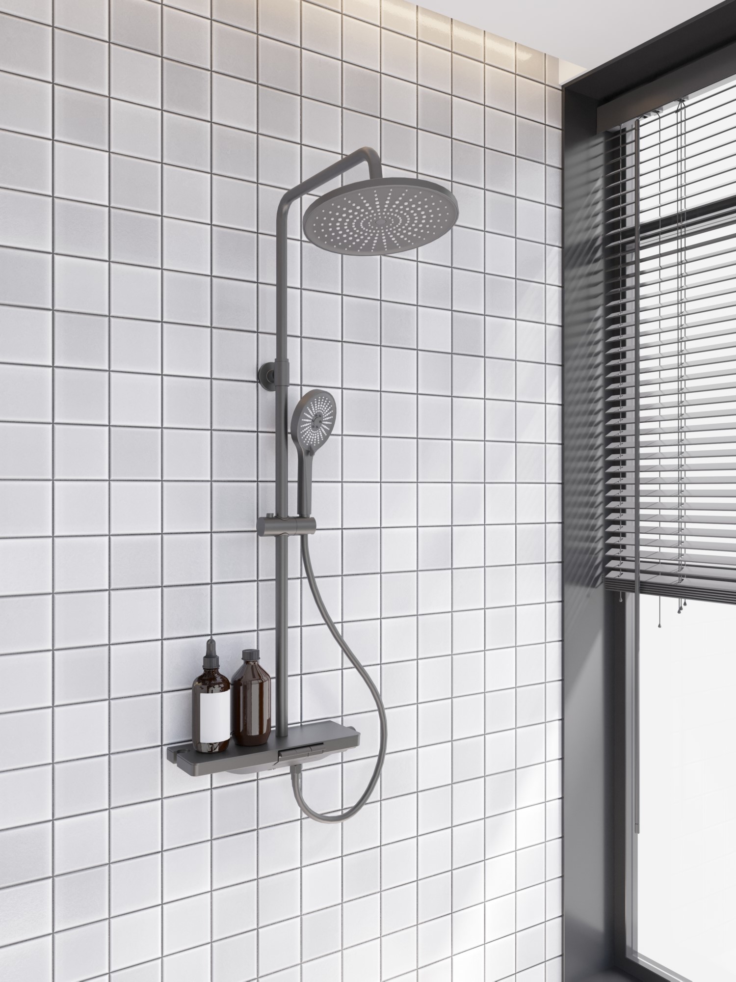 Душевая стойка Veconi Enna EN-200-GR-C4 с изливом графит брашированный 22814₽