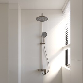 Душевая стойка Veconi Ferri FE-110-GR-C4 с изливом, графит брашированный