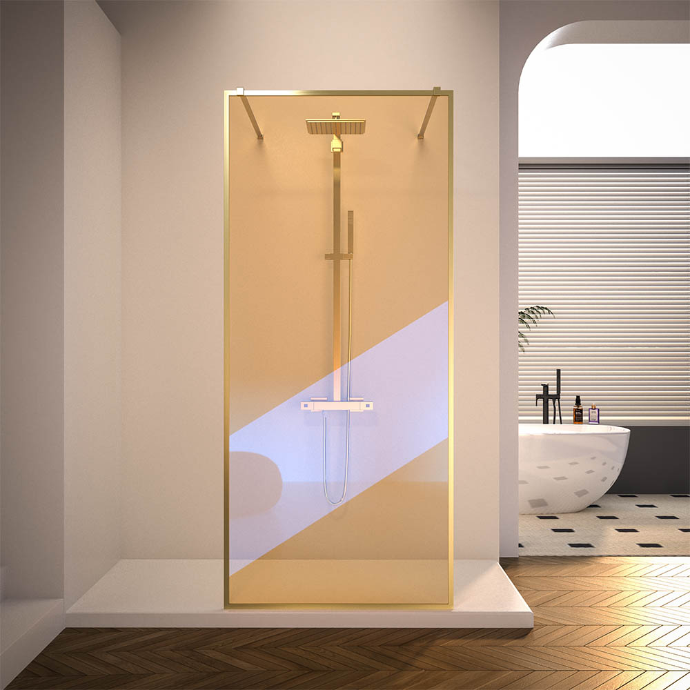 Душевая перегородка Veconi Korato Walk In 100x200 KR90GC-100-09-C4 стекло хамелеон профиль брашированное золото 53833₽