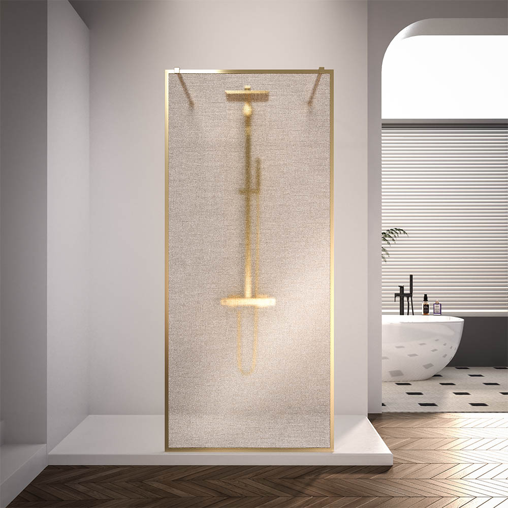 Душевая перегородка Veconi Korato Walk In 110x200 KR90GL-110-10-C4 стекло ламинированное золото профиль брашированное золото 44090₽