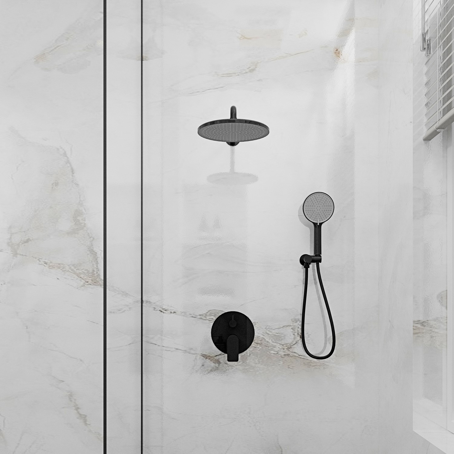 Встраиваемая душевая система Veconi Licata LI-400-B-C4 без излива чёрная матовая 21882₽