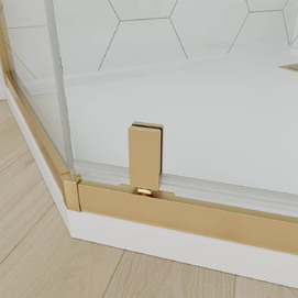 Фото Душевой уголок Veconi Ottimo P10 G 80x80 OP10G-8080-01-C9 стекло прозрачное, профиль брашированное золото