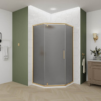 Душевой угол Veconi Ottimo P10 G 80x80 OP10G-8080-12-C9 стекло матовое, профиль брашированное золото