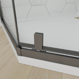 Фото Душевой уголок Veconi Ottimo P10 GR 100x100 OP10GR-100100-01-C9 стекло прозрачное, профиль брашированный графит