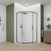 Душевой угол Veconi Ottimo P10 GR 80x80 OP10GR-8080-01-C9 стекло прозрачное, профиль брашированный графит