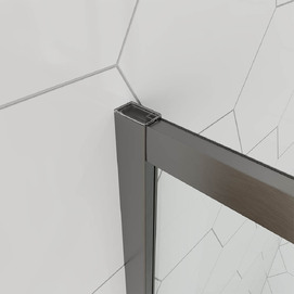 Фото Душевой уголок Veconi Ottimo P10 GR 90x90 OP10GR-9090-12-C9 стекло матовое, профиль брашированный графит