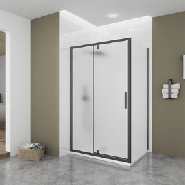 Фото Душевой уголок Veconi Ottimo P20SP B 100x100 OP20B-SP-100100-07-C9 стекло матовое, профиль черный матовый