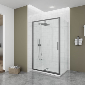 Фото Душевой уголок Veconi Ottimo P20SP GR 120x100 OP20GR-SP-120100-01-C9 стекло прозрачное, профиль брашированный графит