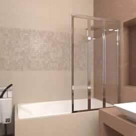 Шторка для ванны Veconi PL73R-90-01-19C4 90х150 стекло прозрачное, профиль хром