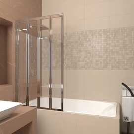 Шторка для ванны Veconi PL74L-90-01-19C4 90х150 стекло прозрачное, профиль хром