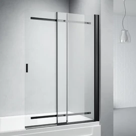 Шторка для ванны Veconi Palau 100x140 стекло прозрачное, профиль черный
