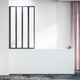 Шторка для ванны Veconi Palau 120х150 см PL74BL-120-01-19C4 левая, профиль черный