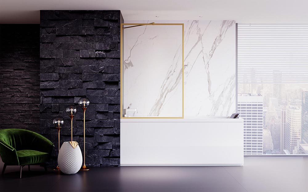 Шторка для ванны Veconi Palau 60x150 PL85G-60-01-C7 стекло прозрачное профиль брашированное золото 17524₽