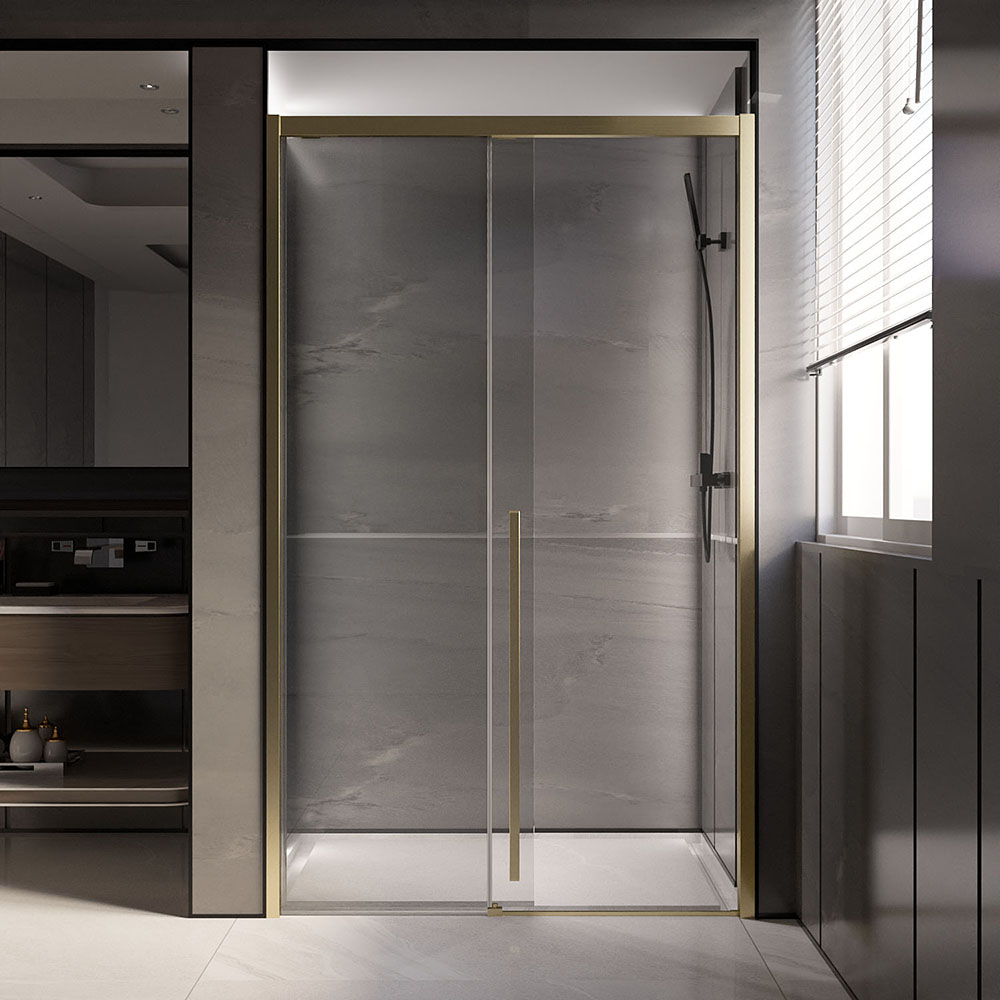 Душевая дверь Veconi Premium Trento 120х200 PTD30-G-120-01-C4  стекло прозрачное, профиль золото