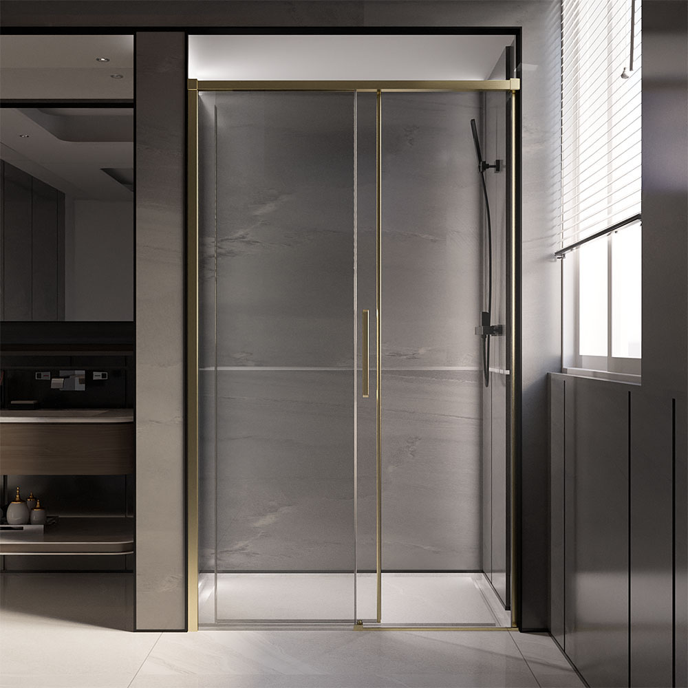 Душевая дверь Veconi Premium Trento 150х200 PTD40-G-150-01-C4  стекло прозрачное, профиль золото