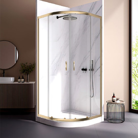 Душевой уголок Veconi Rovigo 80x80 RV202G-80-01-C4 стекло прозрачное, профиль брашированное золото, без поддона