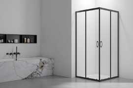Душевой уголок Veconi Rovigo 90x90 RV101B-90-01-C4 стекло прозрачное, профиль черный
