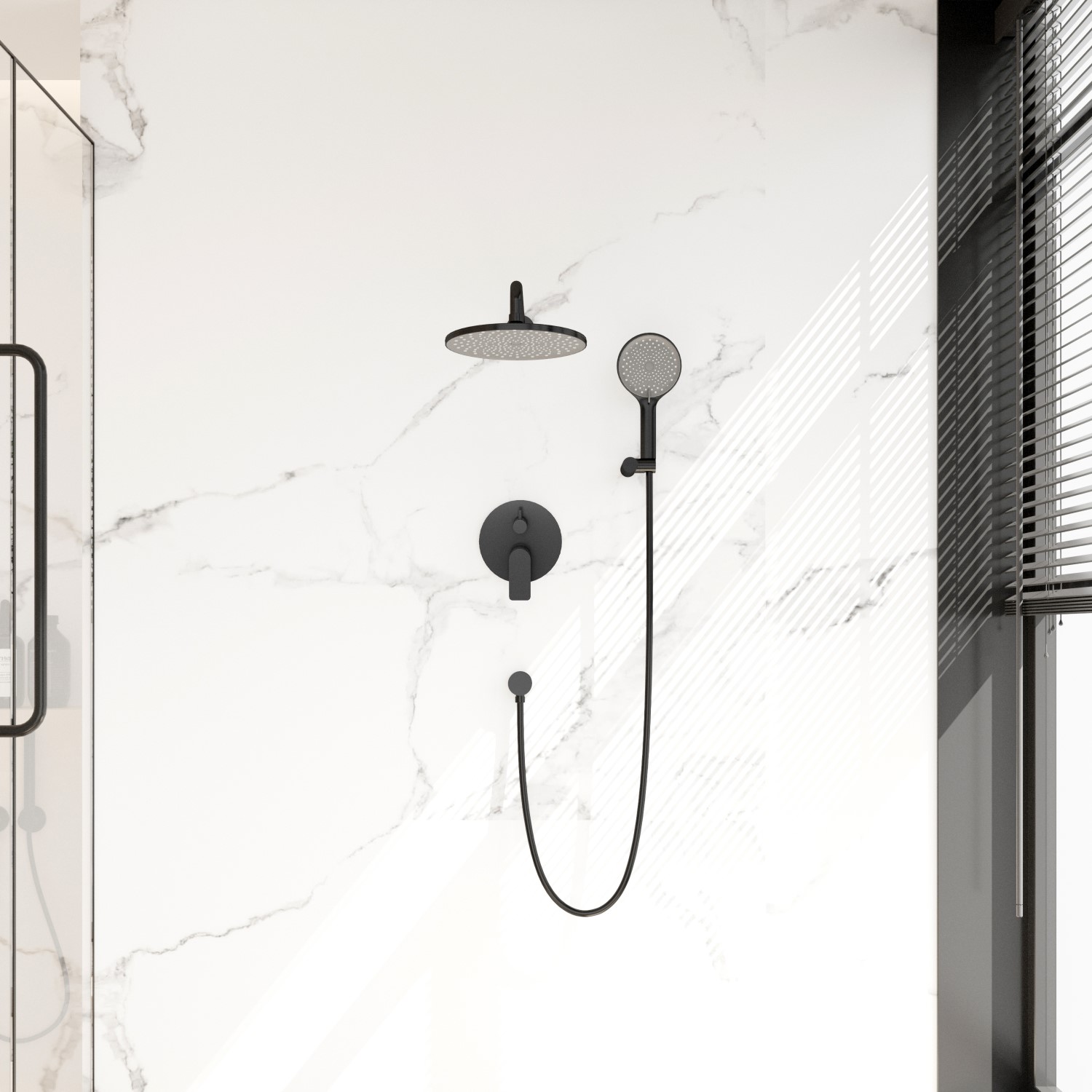 Встраиваемая душевая система Veconi Teora TE-500-B-C4 без излива чёрная матовая 20951₽