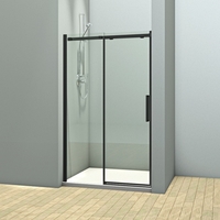 Душевая дверь Veconi 120х195 VN70 раздвижная, стекло прозрачное, профиль черный