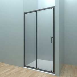 Душевая дверь в нишу Veconi 100х190 VN72 раздвижная, стекло прозрачное, профиль черный