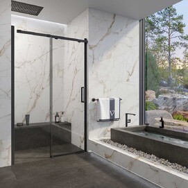 Душевая дверь в нишу Veconi Vianno 120x195 VN70B-120-01-C4 стекло прозрачное, профиль черный