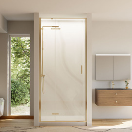 Душевая дверь в нишу Veconi Vianno 120x195 VN73G-120-01-C4 стекло прозрачное, профиль золото брашированное